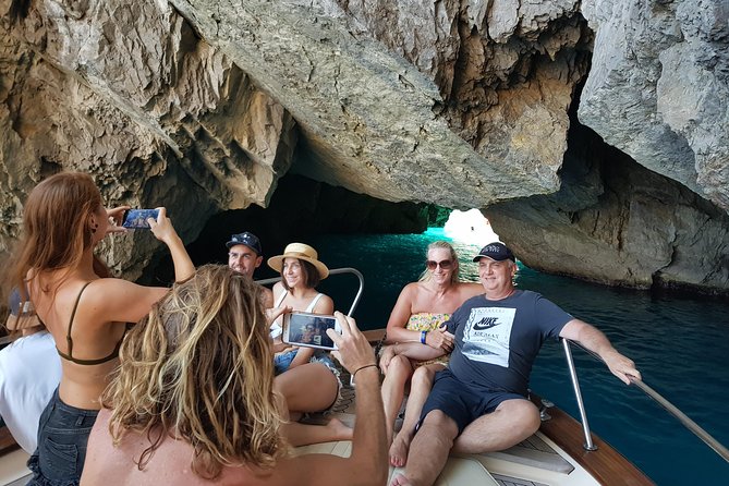 Capri Boat Tour with Optional Blue Grotto Visit from Sorrento - Grotta Verde, Marina Piccola, White Grotta: multiple “sea-stage sets”